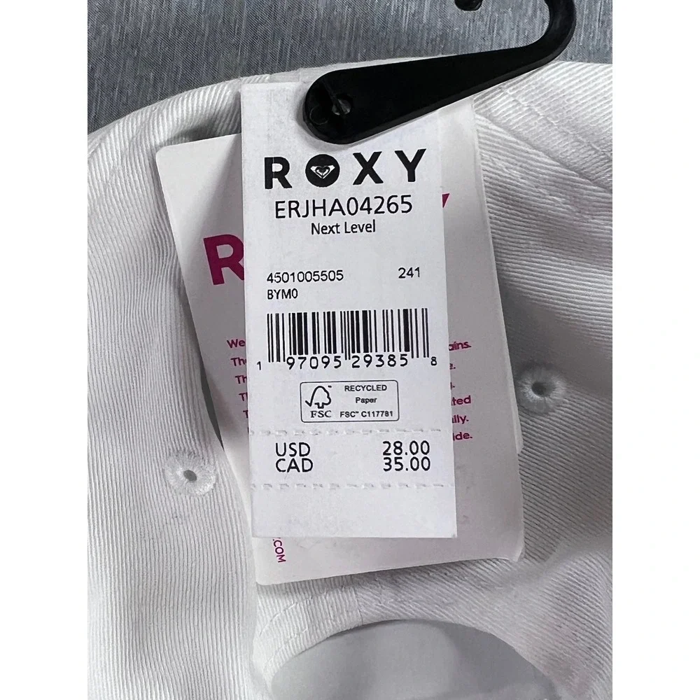 Roxy Next Level Baseball Cap White Navy Blue Logo‎ Hat ERJHA04265 NWT
